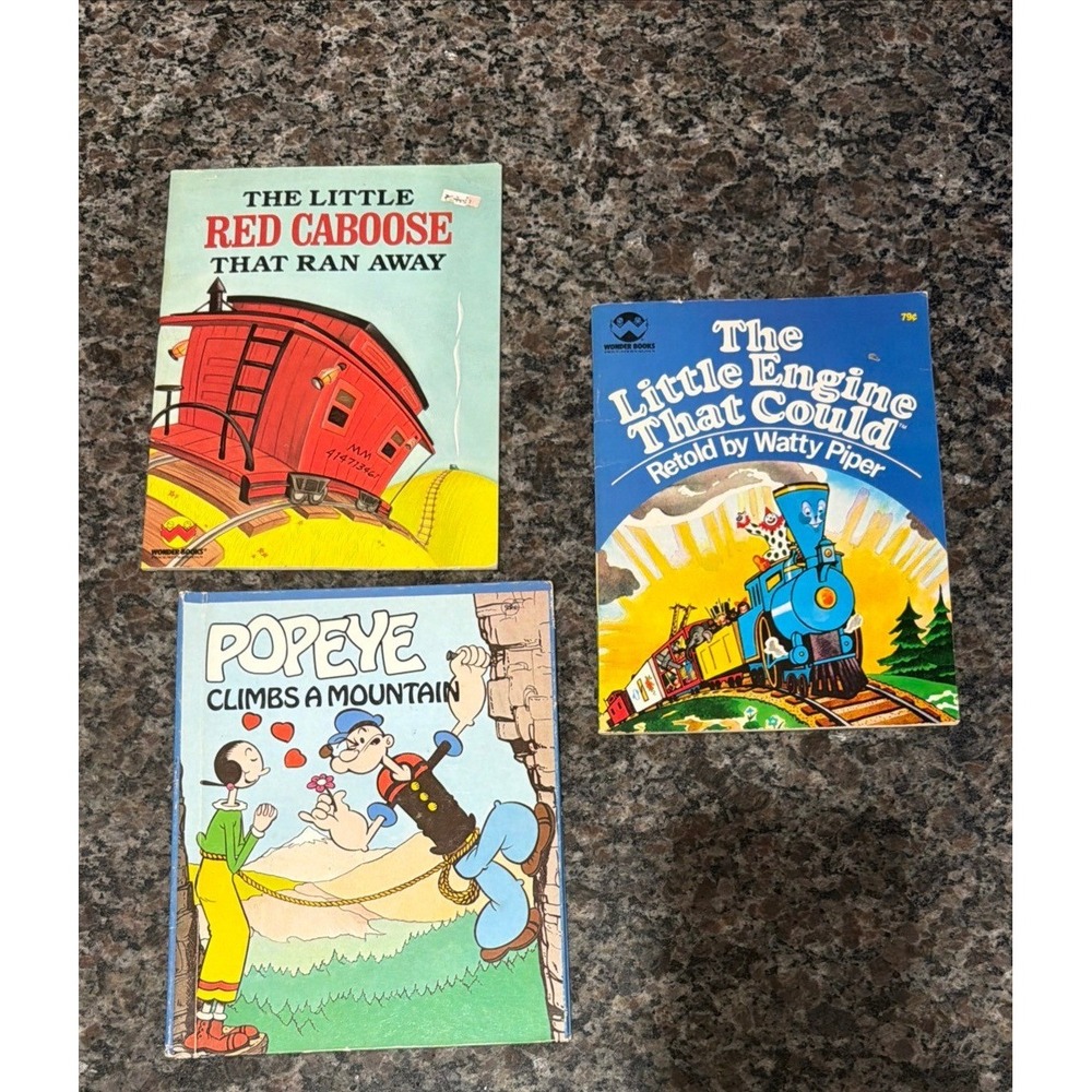 Vintage Wonder Books Lot Little Engine That Could Red‎ Caboose Popeye 3 Book Set